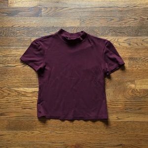 American Apparel Mock Neck Crop Top- Burgundy